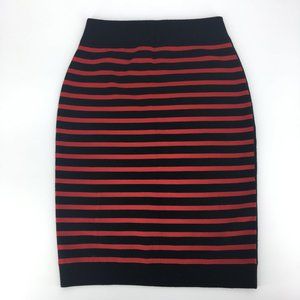 Marc Jacobs Red Black Stripe Wool Knit Skirt NWT